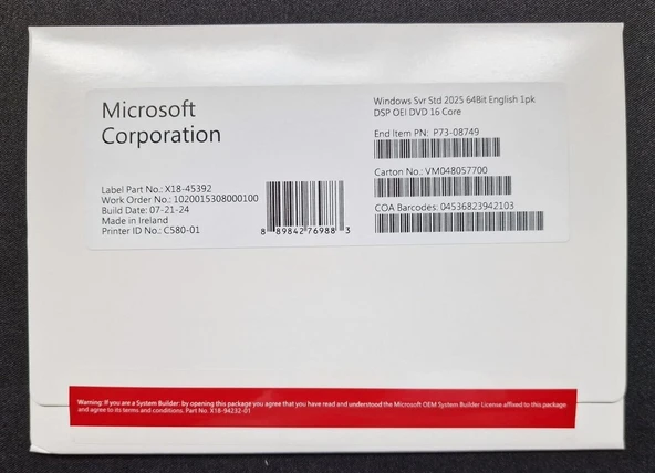 Microsoft Windows Server Standart 2025 English 16 Core ürün görseli 1