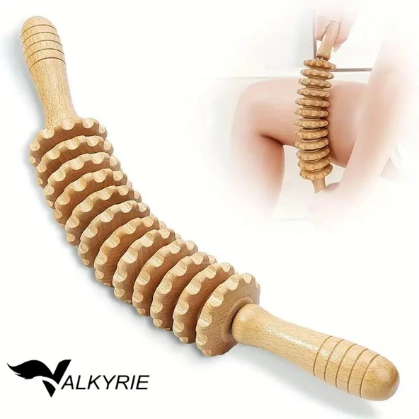 Valkyrie Medikal Ahşap 12 Tekerlekli Kavisli Merdane Maderoterapia Sırt Bel Bacak Selülit Karşıtı ve Derin Doku Masajı 1. Kalite ürün görseli 1