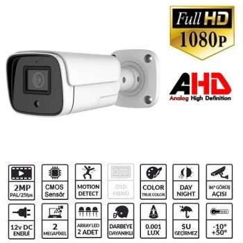 EZCOOL EZ-2040HD 2 MP 3.6MM LENS AHD BULLET KAMERA ürün görseli 1