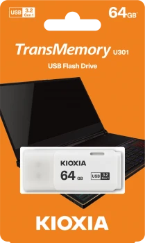 64GB USB3.2 GEN1 KIOXIA BEYAZ USB BELLEK LU301W064GG4 ürün görseli 1