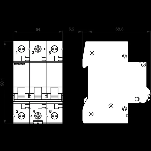 Siemens - 3P 10A 6kA C Serisi Trifaze Anahtarlı Otomatik Sigorta 5SL6310-7YA ürün görseli 1