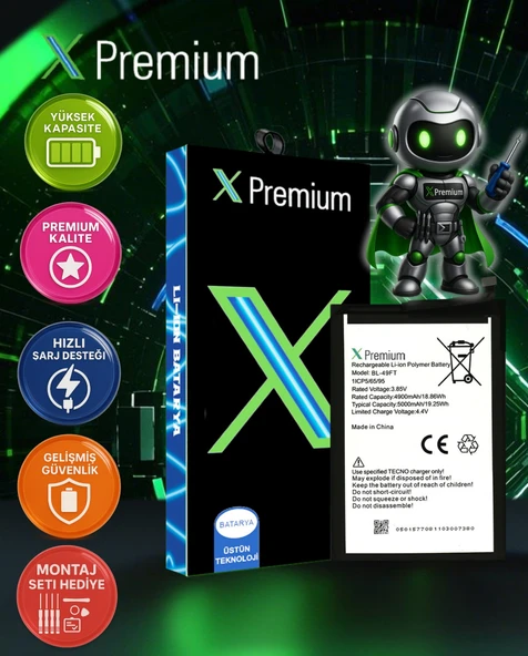 Tecno Spark 7 Pro / Spark Go 2022 / Spark 6 Go / Spark 8c / Pop 5 Lite Batarya Xpremium Pil Süper Yüksek Kalite 5000 mAh BL-49FT ürün görseli 1