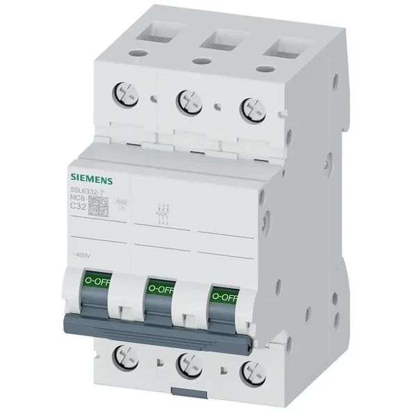 Siemens - 3P 32A 6kA C Serisi Trifaze Anahtarlı Otomatik Sigorta 5SL6332-7YA ürün görseli 1