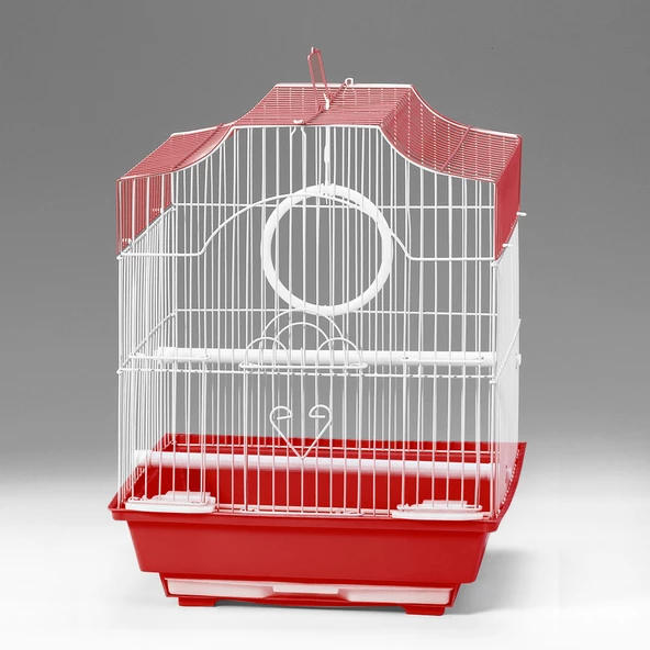 Qh Pet Kuş Kafesi 30x23x39 cm Kırmızı  H89102-R Kanarya Muhabbet Kuşu için ürün görseli 1