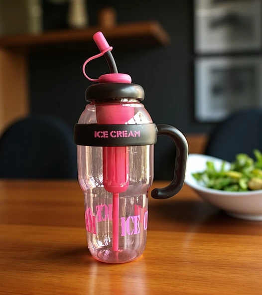 1300 ml Kulplu Suluk Matara Detox ve Soğuk İçecek Şişesi Pipetli Suluk Taşınabilir BPA içermez Pembe ürün görseli 1