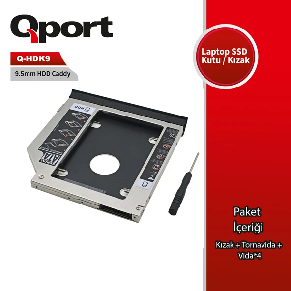 QPORT Q-HDK9 2.5" HDD/SSD UYUMLU CEVIRICI 9.5" OPTIK SATA KIZAK ürün görseli 1