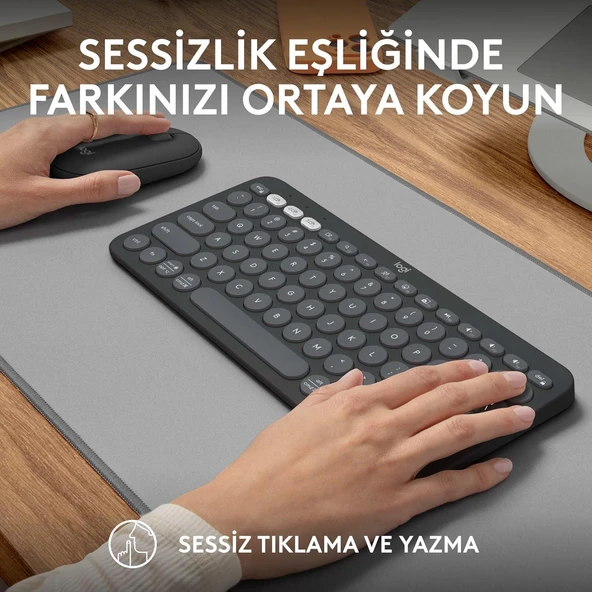 LOGITECH PEBBLE TÜRKÇE Q KLAVYE VE MOUSE 920-012245 - Resim 3