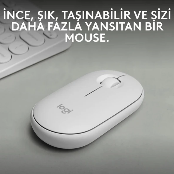 LOGITECH PEBBLE M350S BEYAZ KABLOSUZ SESSİZ MOUSE 910-007013 ürün görseli 1