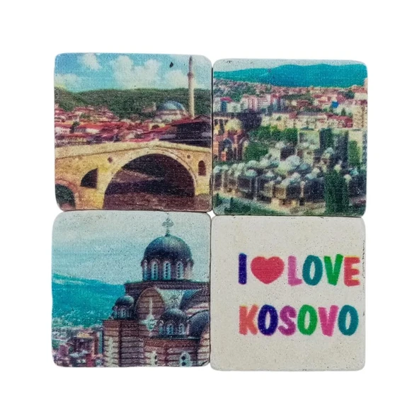 Kosova Temalı Dörtlü Taş Magnet ürün görseli 1