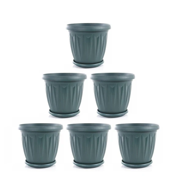 Omnipazar SY-5704 Plastik Ürgüp Tabaklı Saksı Takımı 5 lt Yeşil 6 Adet ürün görseli 1