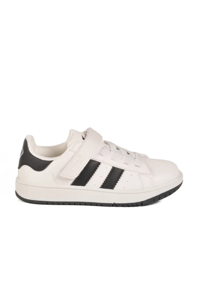 Beyaz Siyah Cırtlı Erkek Çocuk Sneaker ürün görseli 1