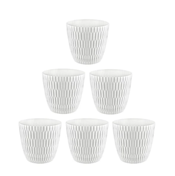 Omnipazar SY-5445 6,5 Lt Beyaz Decora Desenli Saksı 6 Adet ürün görseli 1