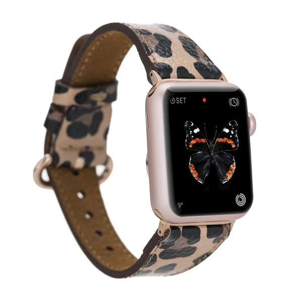 Apple Watch Uyumlu Deri Kordon 38-40-41mm Roma Leopar ürün görseli 1