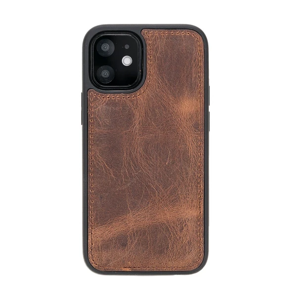 Apple iPhone 12 mini Uyumlu Deri Arka Kapak G2 Kahve ürün görseli 1