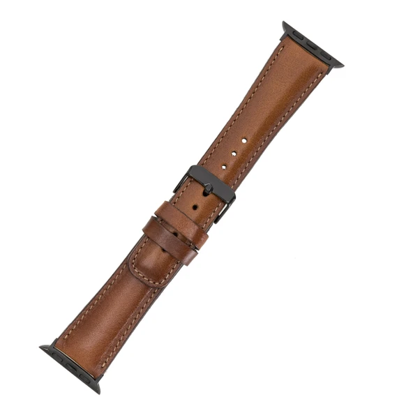 Apple Watch Uyumlu Deri Kordon 38-40-41mm RTST2EF Taba - Resim 3