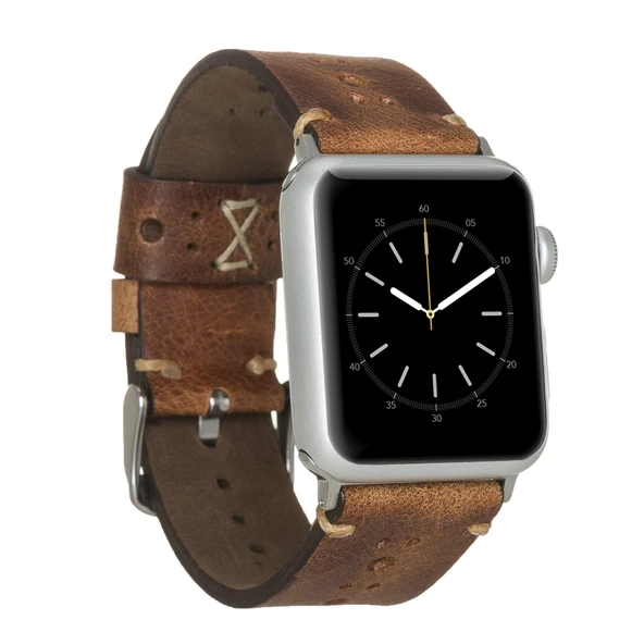 Apple Watch Uyumlu Deri Kordon 38-40-41mm Delikli Taba ürün görseli 1