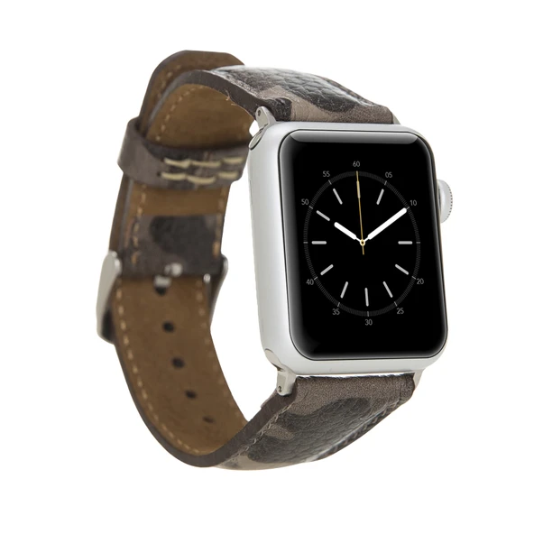 Apple Watch Uyumlu Deri Kordon 42-44-45mm Kamuflaj Bej ürün görseli 1