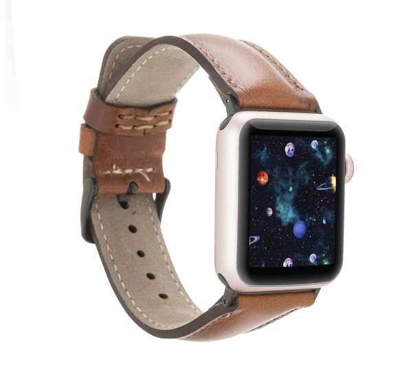 Apple Watch Uyumlu Deri Kordon 38-40-41mm RTST2EF Taba ürün görseli 1