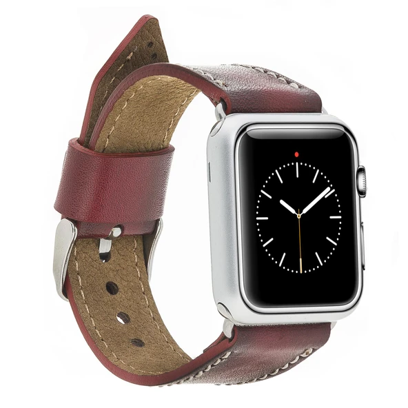 Apple Watch Uyumlu Deri Kordon 42-44-45mm SM25 Bordo ürün görseli 1
