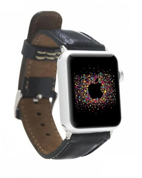 Apple Watch Uyumlu Deri Kordon 42-44-45mm RST1 Siyah ürün görseli 1