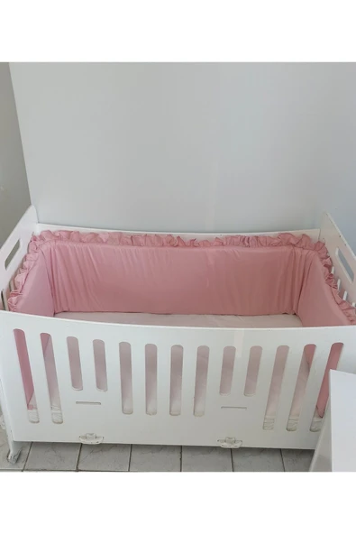 Ege Home Mia Fırfırlı Beşik Yan koruma koyu pudra 38×235 tek parça ürün görseli 1