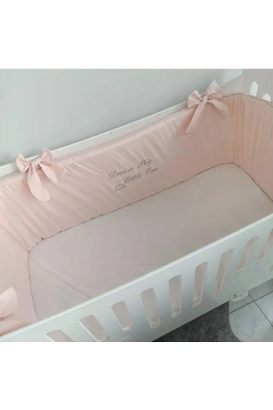 Ege Home Dream Big Little One Nakışlı Süngerli Beşik Yan Koruma Pudra Pembe ürün görseli 1
