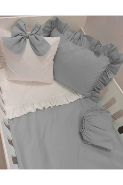 Mia Gri Bebek Nevresim Takımı 100x150 ürün görseli 1