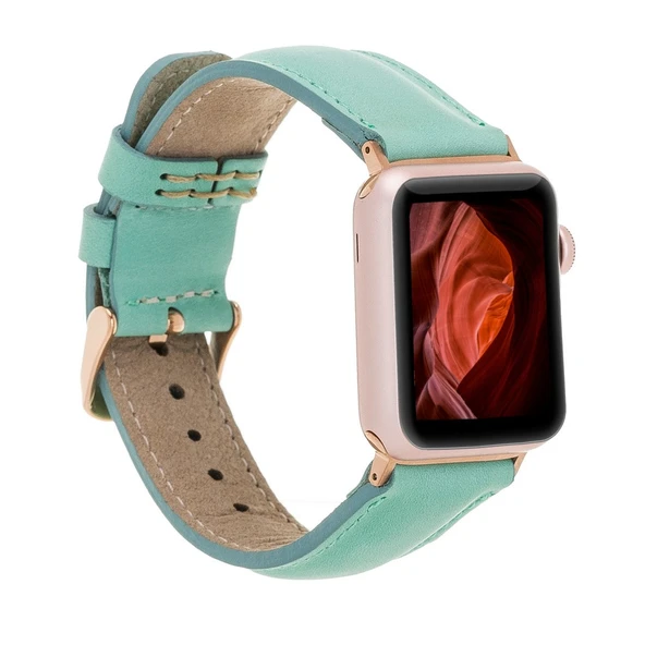 Apple Watch Uyumlu Deri Kordon 42-44-45mm BRN7 Yeşil ürün görseli 1