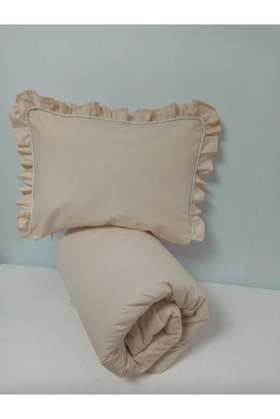 Ege Home Bebek Yorgan Ve Fırfırlı Yastık Kılıfı Seti Bej ürün görseli 1