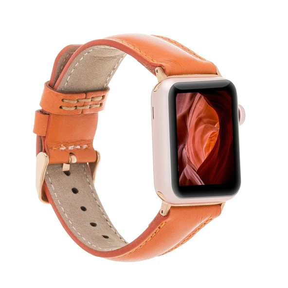 Apple Watch Uyumlu Deri Kordon 42-44-45mm F5 Taba ürün görseli 1