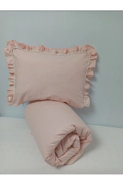 Ege Home Bebek Yorgan Ve Fırfırlı Yastık Kılıfı Seti Somon ürün görseli 1