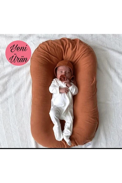 Ege Home organik babynest yenidoğan bebek yatağı koyu tarçın kiremit ürün görseli 1