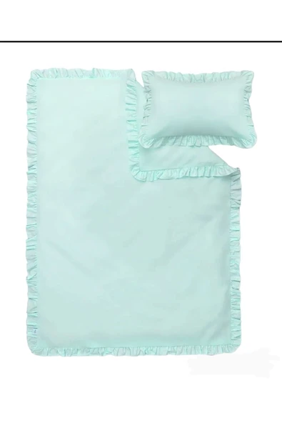 Ege Home Country Fırfırlı Bebek Nevresim Takımı Mint Yeşili ürün görseli 1