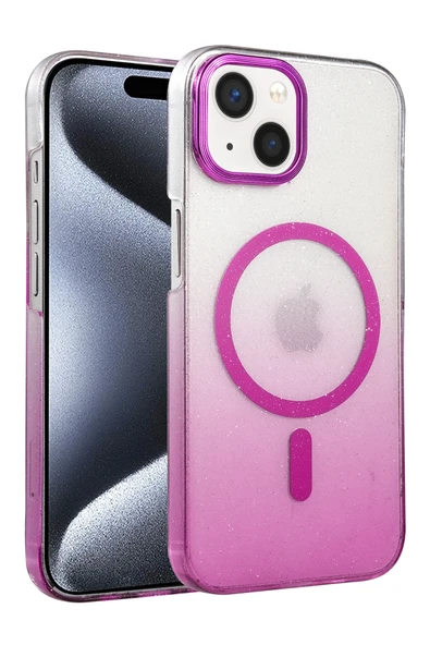Zipax Apple iPhone 14 Kılıf Simli Renk Geçişli Magesafe Kapak Azn-Fiyonk ürün görseli 1