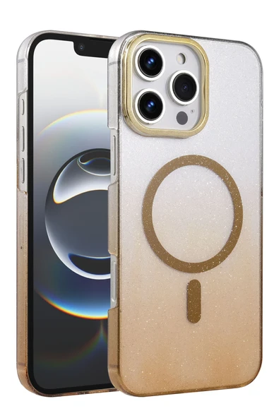 Zipax Apple iPhone 14 Pro Max Kılıf Simli Renk Geçişli Magesafe Kapak Azn-Fiyonk ürün görseli 1