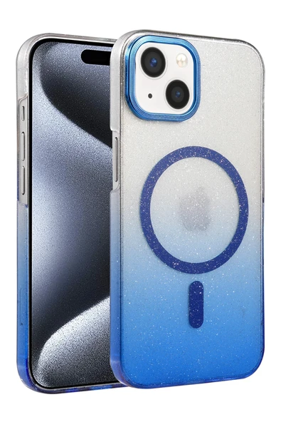 Zipax Apple iPhone 14 Plus / 15 Plus Kılıf Simli Renk Geçişli Magesafe Kapak Azn-Fiyonk ürün görseli 1