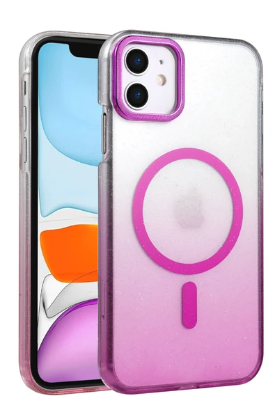 Zipax Apple iPhone 11 Kılıf Simli Renk Geçişli Magesafe Kapak Azn-Fiyonk ürün görseli 1