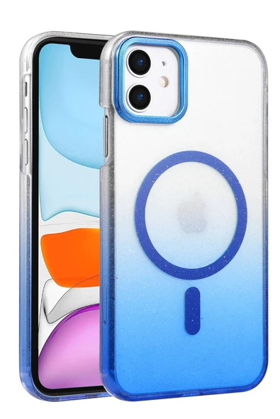 Zipax Apple iPhone 11 Kılıf Simli Renk Geçişli Magesafe Kapak Azn-Fiyonk ürün görseli 1