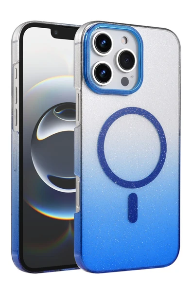 Zipax Apple iPhone 15 Pro Max Kılıf Simli Renk Geçişli Magesafe Kapak Azn-Fiyonk ürün görseli 1
