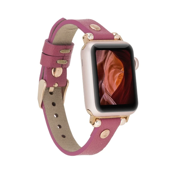 Apple Watch Uyumlu Deri Kordon 38-40-41mm RT CP4 Fuşya ürün görseli 1