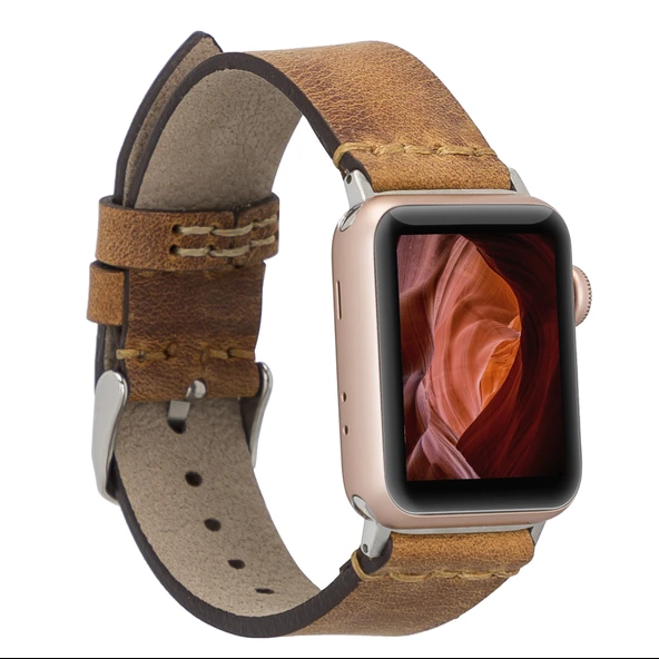 Apple Watch Uyumlu Deri Kordon 38-40-41mm G19-BA7 Taba ürün görseli 1