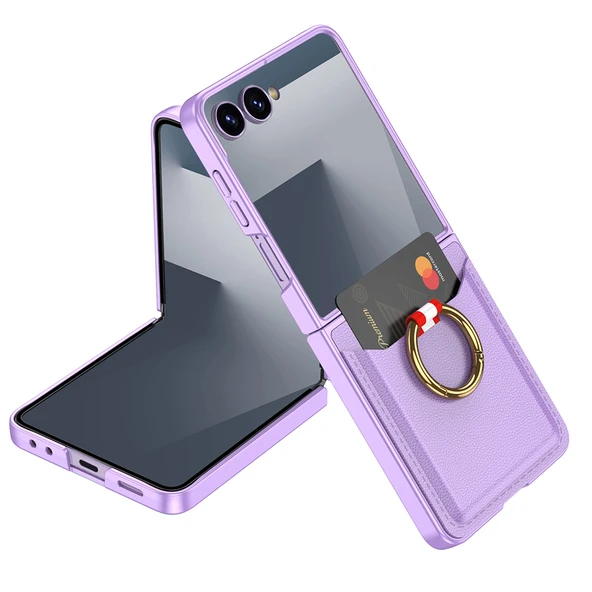 Zipax Samsung Galaxy Z Flip 7 Kılıf Yüzüklü Kartlıklı Kapak Zr-KptaKart ürün görseli 1