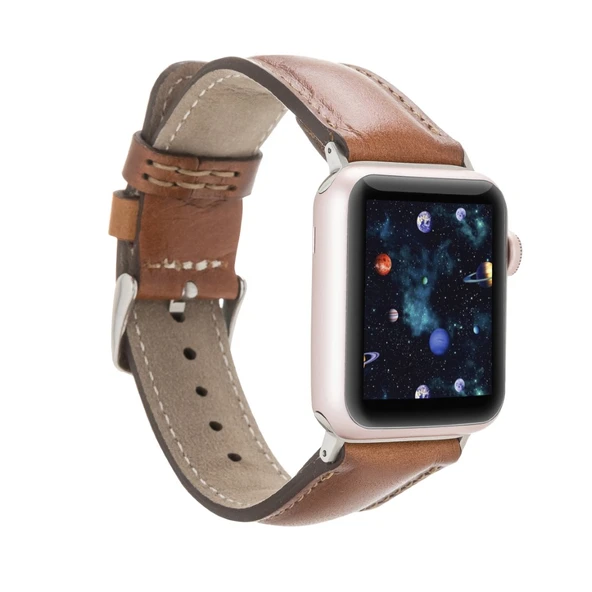 Apple Watch Uyumlu Deri Kordon 42-44-45mm RST2EF Taba ürün görseli 1