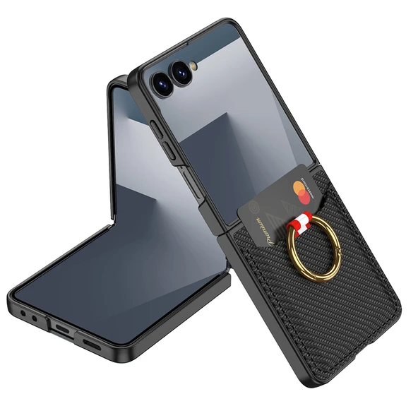 Zipax Samsung Galaxy Z Flip 7 Kılıf Yüzüklü Kartlıklı Kapak Zr-KptaKart ürün görseli 1