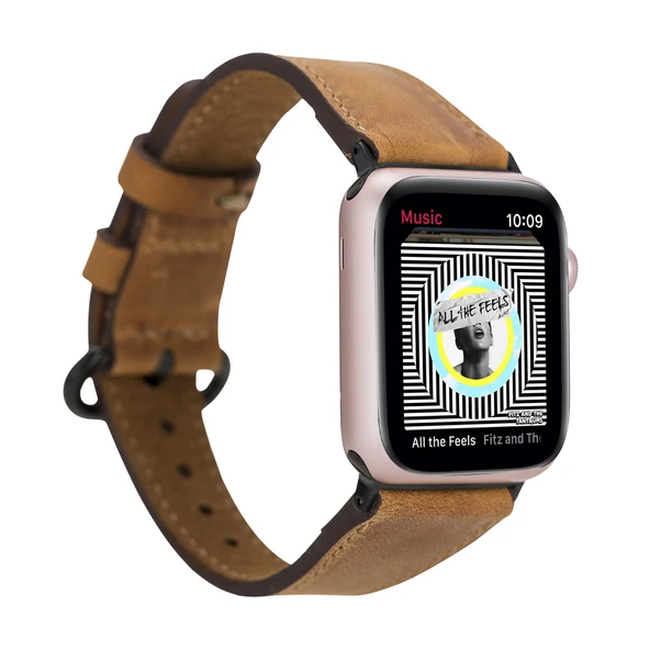 Apple Watch Uyumlu Deri Kordon 38-40-41mm Roma G19 Taba ürün görseli 1