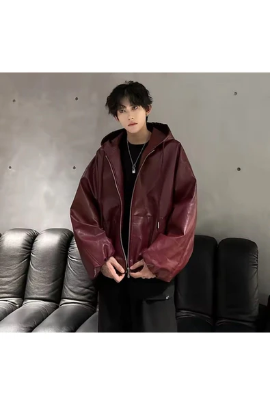 Ultra ovarsize hakiki deri unisex hip hop mont ürün görseli 1