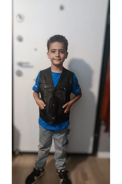 Çocuk yelek deri - Resim 3