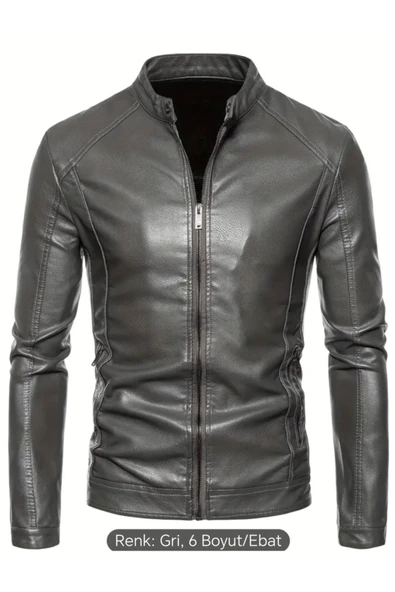 Hakiki Kuzu Derisi Spor Slim Fit Gri Renk Ceket ürün görseli 1