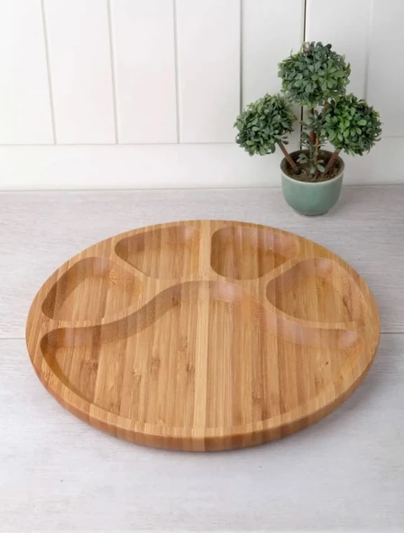 Bambu Yuvarlak 5 Bölmeli, 25 cm, Sunum, Servis Tabağı ürün görseli 1