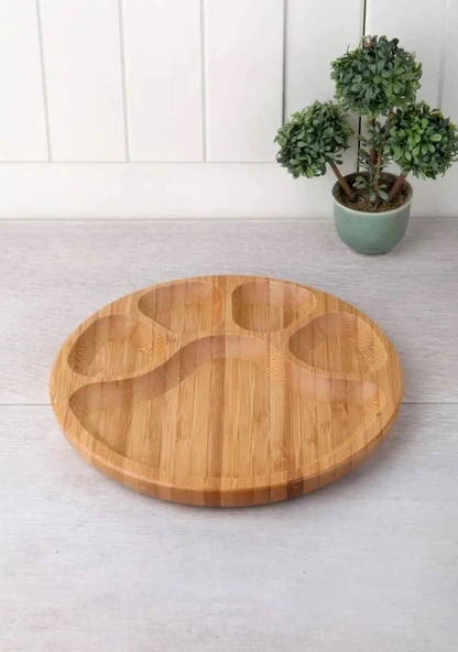 Bambu Yuvarlak 5 Bölmeli, 20 cm, Sunum, Servis Tabağı ürün görseli 1
